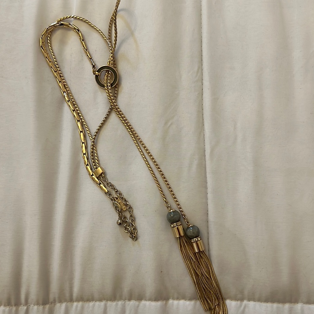 Olive Leather Tassel Pendant Necklace